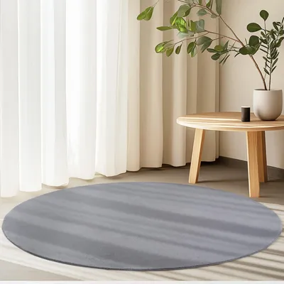 Produktbild von Homebyhome Waschbarer Kurzflor Teppich, rutschfest & weich, Modernes Einfarbig Design für Wohnzimmer, Schlafzimmer, Grösse: 160 cm Rund