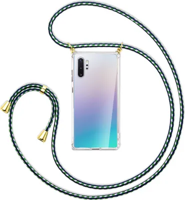 Produktbild von Handykette Backcover-Schutzhülle mit Band (Metall goldfarben) für Samsung Galaxy Note 10 Plus - grün/blau/weiß
