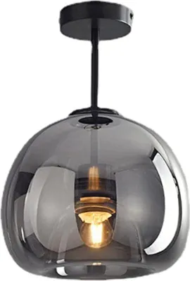 Produktbild von Rauchglas Pendelleuchte schwarz, Hängeleuchte mit Glasglobe für Kücheninsel, Esszimmer, Schlafzimmer