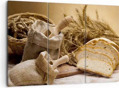 Produktbild von Bild auf Leinwand - Leinwandbild - Brot Essen Holz - 105x70cm - Wand Bild - Wanddeko - Wandbilder - Leinwanddruck - Bilder - Kunstdruck - Wanddekoration - Leinwand bilder - Wandkunst - CE105x70-2398