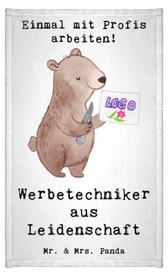 Produktbild von Mr. & Mrs. Panda Handtuch Werbetechniker Leidenschaft - Weiß - Geschenk, Mini-Handtuch, frottierhandtuch, Gästetuch, Klein, gäste wc