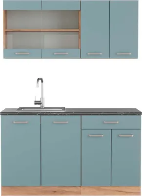Produktbild von Singleküche Vicco R-Line Blau-Grau/Goldkraft Eiche 140 cm , AP Anthrazit, Model 42950
