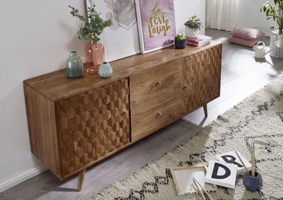 Produktbild von MASSIVMOEBEL24 Sideboard Akazie 180x42x75 natur lackiert MOSAYK #100
