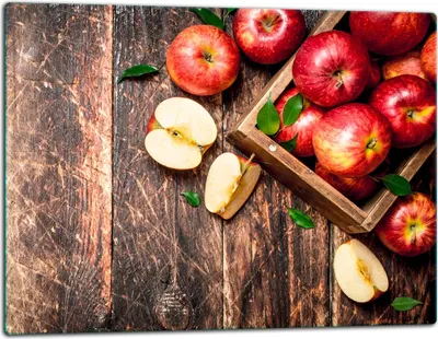 Produktbild von Glasschneidebrett Herdabdeckplatte Glaskeramikkochfeld Universal 52x40 cm Holz Obst
