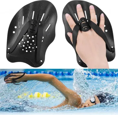 Produktbild von 1 Paar Hand Paddles Schwimmen, Handpaddel zum Schwimmen, Schwimmpaddel mit verstellbaren Riemen ,Krafttrainingshilfe, Pool-Trainingsgerät, Zubehör für Erwachsene, Kinder, Unisex