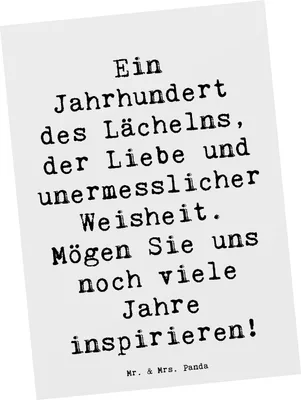 Produktbild von Mr. & Mrs. Panda Postkarte Spruch 100. Geburtstag Weisheit - Weiß - Geschenk, Postkarten, Erinnerungen, unvergessliche Momente, Ansichtskarten, Happy Birthday, Grußkarte