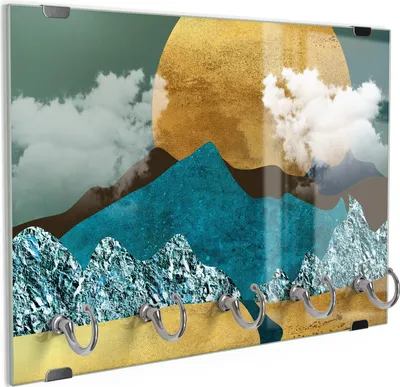 Produktbild von DEQORI Schlüsselbrett Glas 30x20 cm 'Der Sonnenpfad' Schlüssel Halter Board Haken