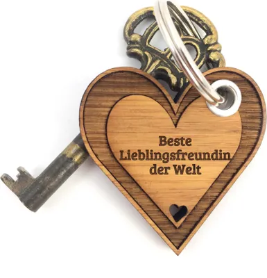 Produktbild von Mr. & Mrs. Panda Schlüssel Anhänger Lieblingsfreundin - Bambus - Geschenk, Verliebt, für tasche, Partner, Glücksbringer, Geschenkidee, schutzengel, Partnerin, Herzchen
