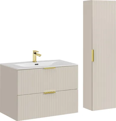 Zdjęcie produktu dla Nowoczesny Zestaw Łazienkowy 80 Cm Z Umywalką Ceramiczną I Słupkiem