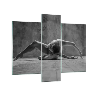 Produktbild von Bilder auf glas - 3 Teile - Tanz Schwarzweiß Frau - 95x80cm - Glasbilder - Wandbilder - Bilder - zum Aufhängen bereit - Wanddekoration aus Glas - Glas Bilder - Wandbild auf Glas - GCB95x80-4352
