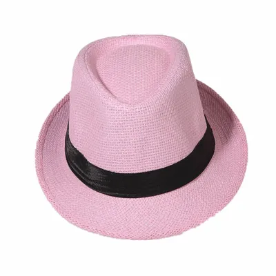 Produktbild von Panama Hut Fedora Strohhut Rosa 54