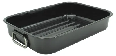 Grill- und Bratpfanne, 43x30x7,5 cm, Emaille, Schwarz