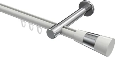 Produktbild von Interdeco Innenlaufstange / Gardinenstange mit Innenlauf Weiß / Chrom, Typ Prestige Tanara (Konus Bicolor), 20 mm Ø 1-läufig, 160 cm