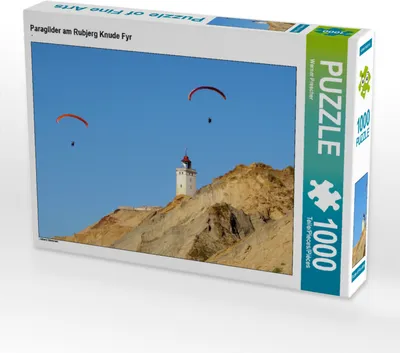 Produktbild von CALVENDO Puzzle Paraglider am Rubjerg Knude Fyr | 1000 Teile Lege-Größe 64x48cm Foto-Puzzle für glückliche Stunden