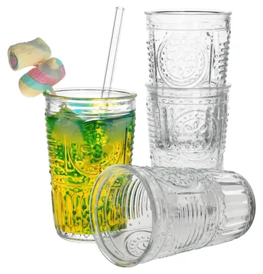 Produktbild von 4er Set Romantic Longdrink-Glas Klar 340ml Cocktail-Glass Trink-Gläser Saft