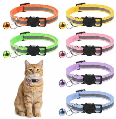 Immagine prodotto di Ultiluxe Collare per gatti - 6 Pezzi - Riflettente - Regolabile - Chiusura di sicurezza - Campanello - Accessori per gatti - 20 x 32 cm - Nero