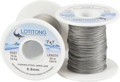 Imagen del producto de Cuerda de acero Visschnur, recubierta de nylon, 70 libras, 50 metros, 0,8 mm, para pesca