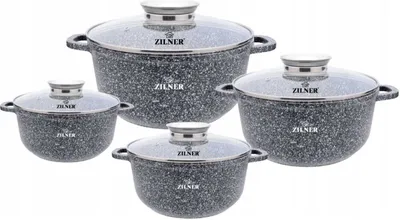 Obrázok produktu pre 8-dielna sada granitových panvíc Súprava riadu s mramorovým povrchom Zilner Zl-7078 Ideálne ako darček, moderné, elegantné, pre všetky typy sporákov,
