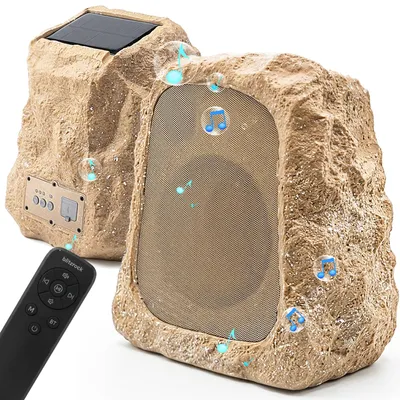 Obrázok produktu pre Sada dvoch solárnych vonkajších reproduktorov BlitzRock, 30 W (60 W stereo), Bluetooth, vodotesné, s 7 LED farbami, vhodné do záhrady, na terasu alebo k bazénu