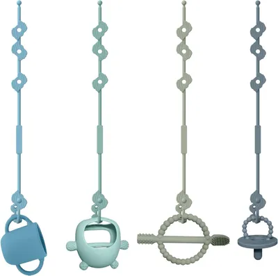 Imagen del producto de Bandas de seguridad de silicona para juguetes, juego de 4 unidades, elásticas, aptas para cochecitos y biberones