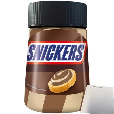 Produktbild von Snickers Brotaufstrich Schoko-Karamell-Aufstrich (350g Glas) + usy Block