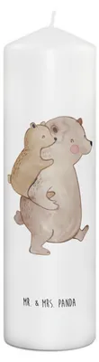 Produktbild von Mr. & Mrs. Panda Kerze Papa Bär 29 x 8 cm XL - Weiß - Geschenk, Wachskerze, Vater, Erinnerungslicht, Vatertag, Erinnerungskerze, Blockkerze, Stumpenkerze, Muttertag