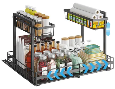 Produktbild von 2-lagiger erweiterbarer Küchenorganizer für unter der Spüle