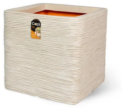 Produktbild von Capi Europe - Blumentopf quadratisch Rib NL - Kiesel - 40x40 - KPER903
