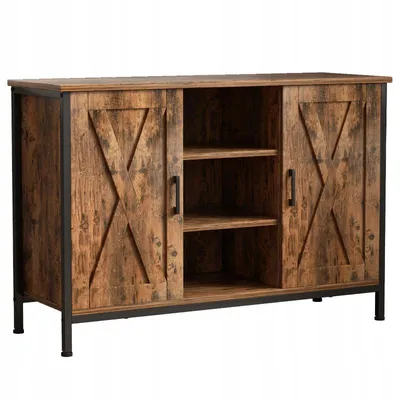 Zdjęcie produktu dla Kredens szafka komoda boczna z otwartymi półkami vintage kuchnia salon loft