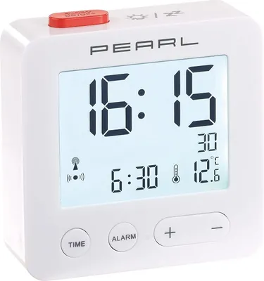 Produktbild von Digitaler Reise Funkwecker mit Thermometer & Datum beleuchtetes XL Display weiss