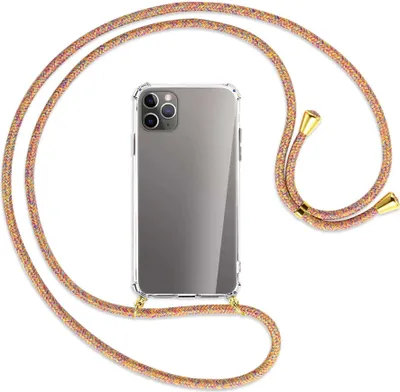 Produktbild von Handykette Backcover-Schutzhülle mit Band (Metall goldfarben) für Apple iPhone 11 Pro Max - Rainbow