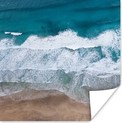 Produktbild von MuchoWow® Poster Strand - Meer - Wasser - Blau 50x50 cm - Wohnzimmerdekoration