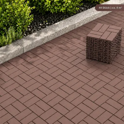 Immagine prodotto di Piastrelle per terrazza, 44 pezzi, 30x30 cm, circa 4 m², piastrelle a incastro per balcone, terrazza e giardino, antiscivolo, resistenti agli agenti atmosferici