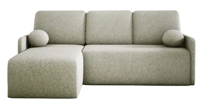Produktbild von Ecksofa mit Schlaffunktion und Bettkasten HOPE 145x215 cm Beige AB03, Eckcouch L-Form, Polsterecke Boucle, Wohnlandschaft, Sofa, Schlafsofa