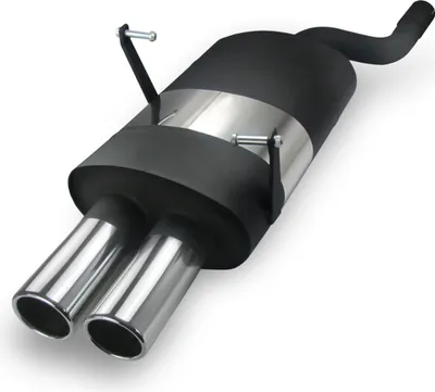 Produktbild von JOM Edelstahl Sportauspuff Auspuff Endschalldämpfer 2x76 rund BMW E46 4Zyl