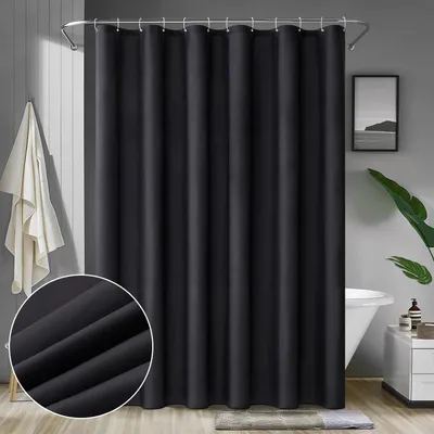 Productafbeelding van Omgoods - Douchegordijn, 180 x 210 cm, Zwart, Waterdicht en Wasbaar