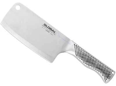 Imagen del producto de GLOBAL Cromova: Hacha de acero inoxidable Yoshikin, fabricada en Japón. Ideal para cortar huesos, 440 gramos, 16 cm. ¡Solo este cuchillo está diseñado para cortar huesos!
