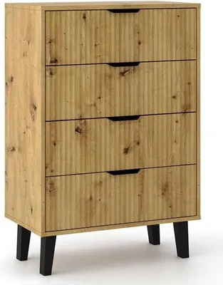 Obrázek produktu pro BDW, komoda Scandi, 4 zásuvky, ložnice, obývací pokoj, 80×40×90, dub Artisan