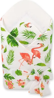 Produktbild von Weiches doppelseitiges Tragetuch für Babys mit Bändern - Korallenflamingos