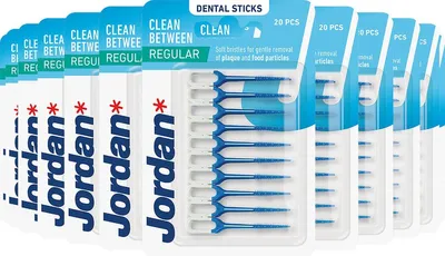 Zdjęcie produktu dla 12 opakowań pałeczek dentystycznych Jordan Clean Between Regular (40 sztuk)