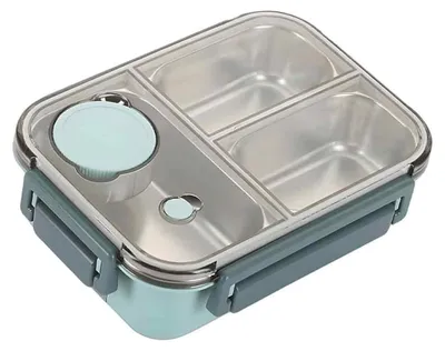 Obrázek produktu pro Přenosný obědový box z nerezové oceli 304 s vzduchotěsným uzávěrem, vhodný do mikrovlnné trouby pro studenty, kancelář a pikniky