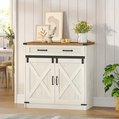 Image de Armoire de cuisine avec un tiroir, deux portes et des étagères réglables, de style rustique