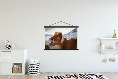 Produktbild von MuchoWow® Textilposter Pferd - Strand - Braun 150x100 cm mit schwarzem Rahmen - Schlafzimmer