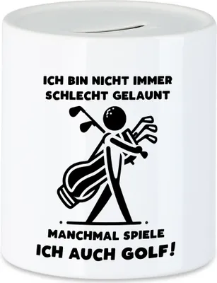 Produktbild von Ich bin nicht immer schlecht gelaunt manchmal spiele ich auch Golf Silhouette Golfbag Spardose - Lustige Geschenkidee