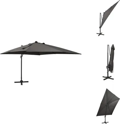 Produktbild von vidaXL Ampelschirm mit Mast und LED Anthrazit 300 cm -  Sonnenschirme & Sonnenschutze