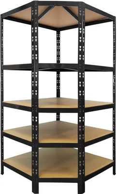 Zdjęcie produktu dla Półka narożna czarna 180 x 90 x 42 x 60 cm