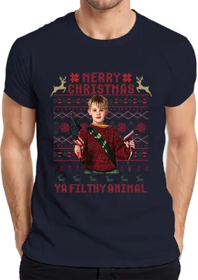 Produktbild von Merry Christmas Ya Filthy Animal Weihnachten Kevin Kult Humor Herren T-Shirt, Navy, M