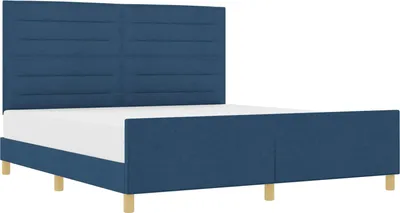 Obrázek produktu pro vidaXL Rám postele s čelem modrý 180 x 200 cm látka