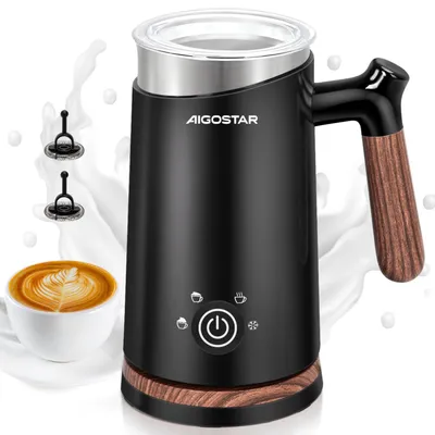 Milchaufschäumer 4-in-1, 500 W, 300 ml, Edelstahl, schwarz
