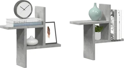 Produktbild von Maison Exclusive - Wandregale 2 Stk. Betongrau 38x12x38 cm Holzwerkstoff
